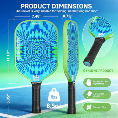 Pickleball Paddles - USAPA Approved Fiberglass Surface, Polypropylene Honeycomb Core - 8.5oz Lightweight Pickleball Paddle with Sweat-Absorbing Cushioned Grip, Cosmic Purple Design