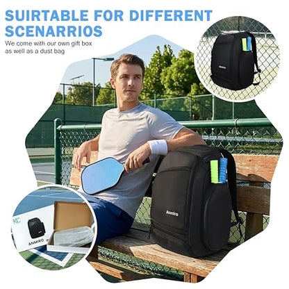 Pickleball Bag-50L Large Capacity, Padel Backpack with Shoe Compartment ＆ Retractable Cup Pockets, Fits 4-10 Paddles, Versatile, Black
