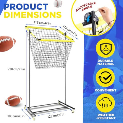 Liliful Football Throwing Net Quarterback Target Nets Football Training Equipment Portable Outdoor Accuracy Trainer Target Practice Aids for Youth Adults