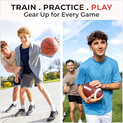 5 Pcs Sport Balls Set Official Size Athletic Balls Include Soccer, Football, Basketball, Volleyball, Playground Ball, Kickball Set, Ball Pump for Indoor Outdoor Game Youth Adult
