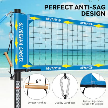 Professional Volleyball Net Set for Outdoor Fun with Adjustable Aluminum Poles, Upgraded Anti-sag Net, PU Volleyball, Boundary Line, Large Carry Bag