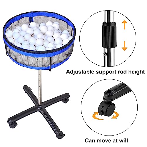 TNZMART Removeable Table Tennis Storage Multi-Ball Collector Holder Adjustable Height Pickleball Collection Basket for Training