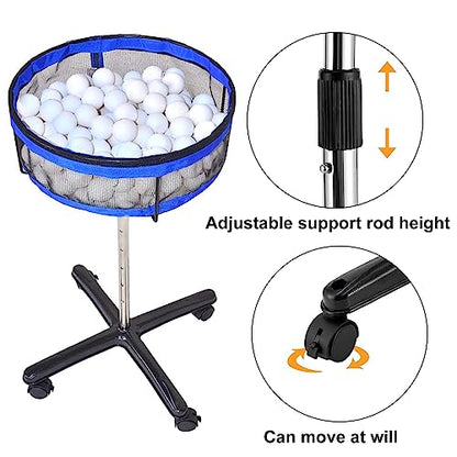TNZMART Removeable Table Tennis Storage Multi-Ball Collector Holder Adjustable Height Pickleball Collection Basket for Training
