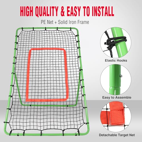 Baseball Rebounder Net,6x4FT Adjustable Pitch Back Baseball Rebounder for Softball Lacrosse, Pitching Throwing Catching Trainer Gifts