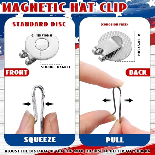 24 Pcs Golf Ball Markers with Magnetic Hat Clips Value Sets Soft Enamel Technique for Men Women Golfer, Removable Attaches Easily to Golf Cap Premium Gifts - color: Red,White,Blue, style: Patriotic