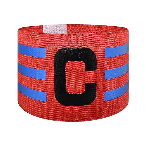 Sports Captain C Arm Band for Team Training, Unisex Elastic Soccer Captain Armband Adjustable Outdoor Football Player Captain's ArmBands for Adult - color: Red