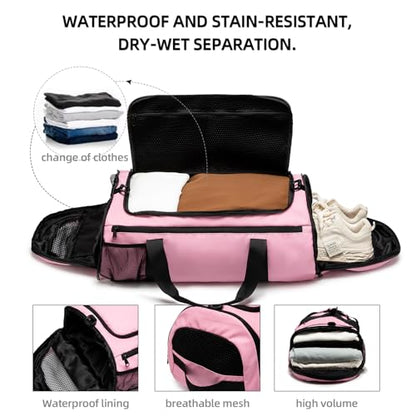ROYALFAIR Basketball duffel bag Large Sports Bag with Separate Ball Holder & Shoes Compartment,Best for Basketball, football,Volleyball,Gym - color: pink