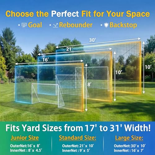 3-in-1 Soccer Goal with Rebounder & Backstop Net, Soccer Training Equipment for Backyard, Soccer Rebounder for Shooting, Passing & Ball Control, Kids & Youth - style: Large