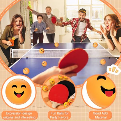 24 PCS Table Tennis Balls Novelty Face 3 Special Emotion Cute Table Tennis Balls Accessories for All Golfers Christmas Birthday Gift Fun Table Tennis Gift - color: yellow