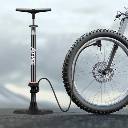 Bike Pump, 25” Height Full Size Bicycle Pump with 160 PSI High Pressure, Bike tire Pump with Presta and Schrader Valve, Bike Air Pump for Bike Tires, Balls and Swimming Ring,Bike Pumps with Psi Gauge