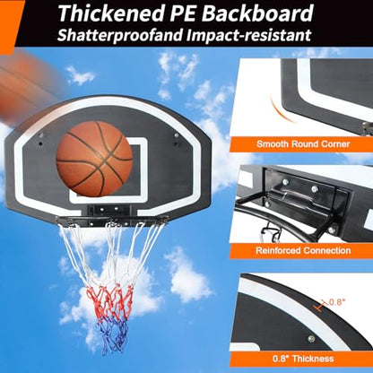 Wall Mounted Basketball Stand 28.5 x 18 Inch Shatterproof Backplate Folding Durable Basket and All-Weather Mesh Construction for Indoor and Outdoor Use
