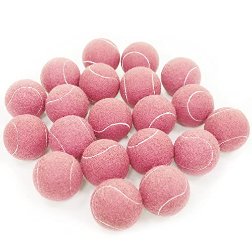 URBEST Advanced Tennis Ball 20 Packs, Training Tennis Balls Practice Balls for Novice Player, Pet Dog Playing Balls with Mesh Carry Bag for Beginner Training Ball - color: Light Pink