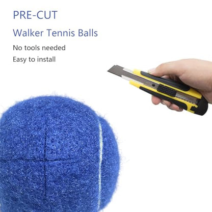 Walker Tennis Balls, Precut Tennis Balls for Walkers, Walker Glide Balls for Chairs, Desks, Furniture Legs and Floor Protection, Heavy Duty Long Lasting Felt Pad Glide Coverings -4PCS Blue - color: Blue-4pcs