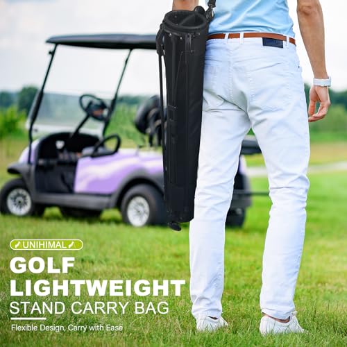 uniHimal Golf Lightweight Stand Carry Bag– Easy to Carry and Durable Pitch n Putt Golf Bag for The Driving Range, Par 3 and Executive Courses–31.5 inches Tall - color: Black