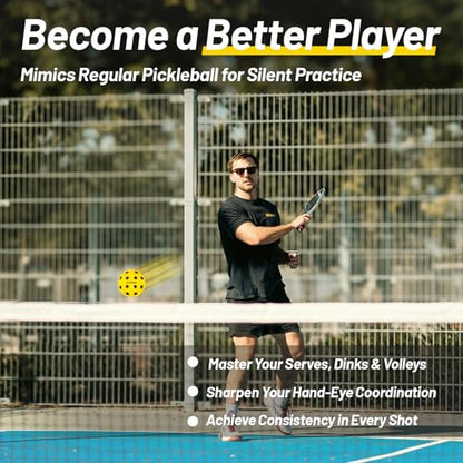 Silent Pickleball Balls - Quiet Practice for Indoor & Outdoor | Pro Foam, 40 Holes | Real Feel Like Traditional Pickleballs | USAPA Standard Bounce | 4-Pack + Bonus Mesh Bag - color: Yellow(Black Dots)