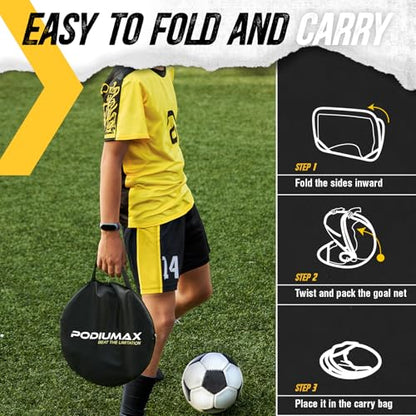 Kids Soccer Goal 2 in 1, Pop up Portable Soccer Goals for Backyard, Soccer Net for Kids Age 3 5 8, Indoor Outdoor Toddler Soccer Goal with Carry Bag, Improving Passing & Shooting Accuracy