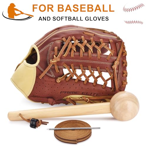 Baseball Hammer, Baseball Softball Golve Mallet, 2 Leather Lace and 1 Needle for Baseball Glove, 2Pcs Baseball Lock, Golve Mallet
