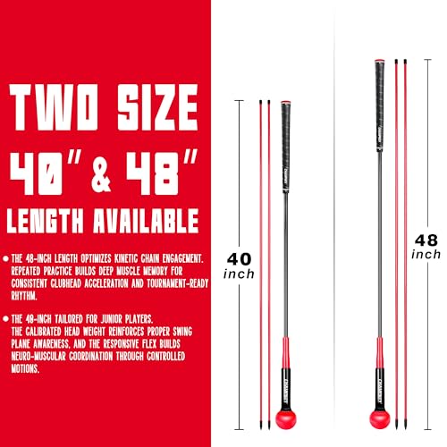 CHAMPKEY Professional Golf Swing Trainer with Customizable Size Grip - Come with 2 Golf Alignment Sticks - Choose Grip Size and Swing Training Aid Length - size: Midsize（Grip Size）, style: 48 Inches