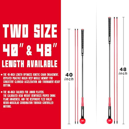 CHAMPKEY Professional Golf Swing Trainer with Customizable Size Grip - Come with 2 Golf Alignment Sticks - Choose Grip Size and Swing Training Aid Length - size: Standard（Grip Size）, style: 48 Inches