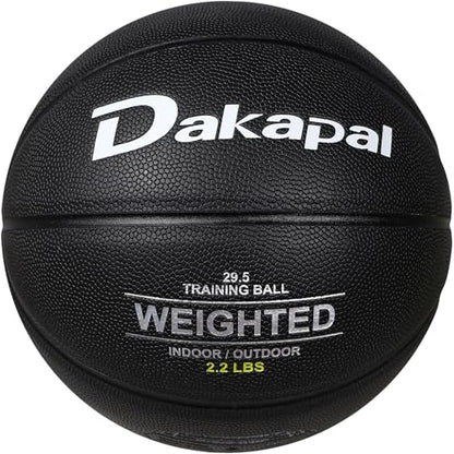 Dakapal Weighted Heavy Training Basketball, Size 6/7 Black 2.2LBS/3LBS/3.3 LBS Weight PU Durable for Trainer and Dribbling Passing, Indoor and Outdoor Usage - size: Size 7 Adult - 29.5"-2.2LBS