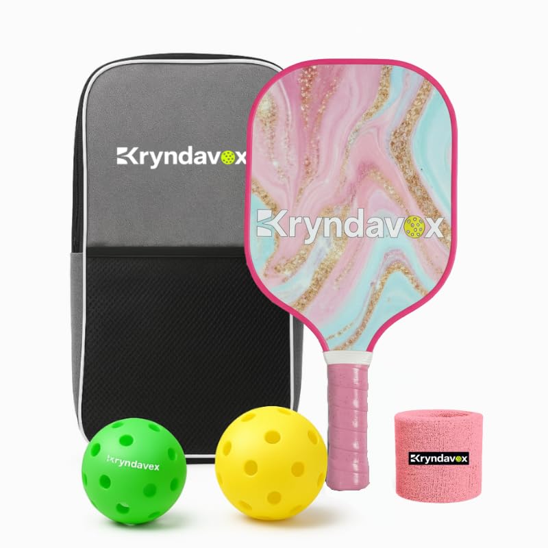 Kryndavox Pickleball Paddle Set of 1，USAPA Approved Carbon Fiber/Fiberglass Pickleball Racket for Men and Women - color: Carbon Fiber-Pink