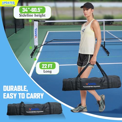 Pro Pickleball Net Portable with Wheels – 22ft Heavy Duty Pickleball Net System with Sturdy Aluminum Frame for Outdoor & Indoor – Nylon Net & Carrying Bag for Pickleball, Tennis, Badminton - style: Movable-Portable