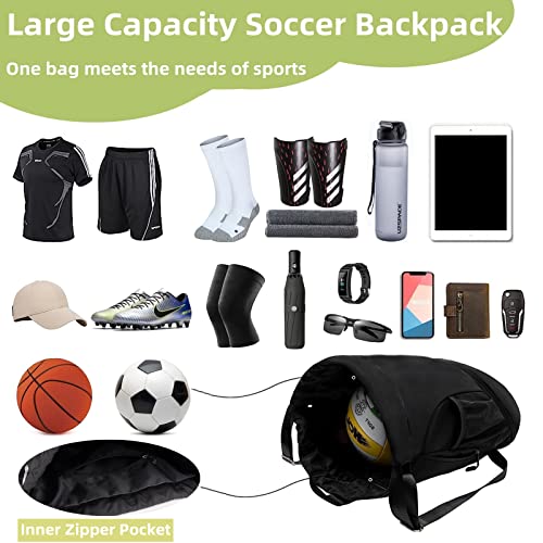 Soccer Bags, Waterproof Drawstring Gym Backpack for Baskestball Rugby Volleyball Yoga, Large Capacity Sports Bag - color: Blue