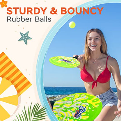 Sunlite Sports Beach Paddle Game Set, 2 Paddles and 2 Balls, Perfect for Backyard Fun or Outdoor or Beach or Lawn, Green