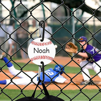 Baseball Bag Fence Hooks – Thick Fence Clips with Writable Acrylic Plates – Dugout Organizer for Baseball Gear, Backpacks, Helmets, Bottles, Team Gifts - style: 12 packs