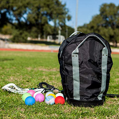 Champion Sports Lacrosse Ball Bag: Nylon Sports Training Tote for Lacrosse, Baseball and Tennis,Gray/Black
