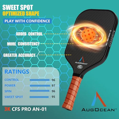 Pickleball Paddle,Pickleball Paddles-3K Raw Carbon Fiber Pickle Ball Paddle Surface with Great Grit & Spin,T700 Pickleball Racket with Excellent Power,Control and Balance,USAPA Approved - color: Black Brown