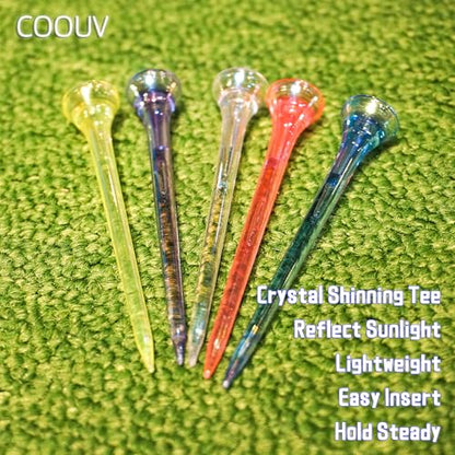 Golf Tees 2.68’’ 2.83’’ 10/20/30 Count Crystal Plastic Golf Tees Reduced Friction & Side Spin Professional Unbreakable TEES - color: 10 PCS Mixed Colors, size: 2.83"