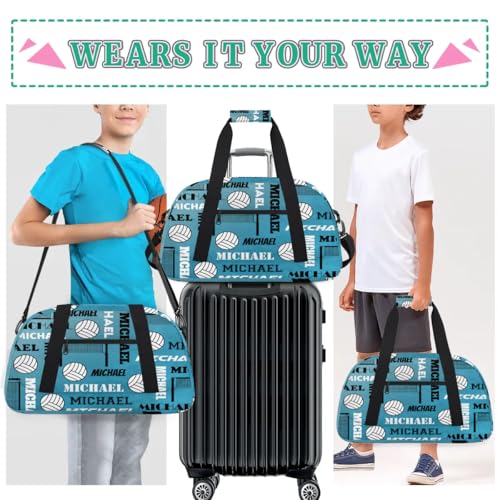Custom Volleyball Gym Bag Duffel Bag for Women Men, Personalized Name Sport Bag Overnight Bags Customized Travel Weekender Bag, Dark Blue - color: Dark Blue