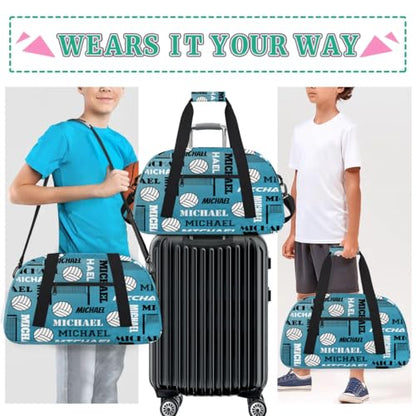 Custom Volleyball Gym Bag Duffel Bag for Women Men, Personalized Name Sport Bag Overnight Bags Customized Travel Weekender Bag, Dark Blue - color: Dark Blue