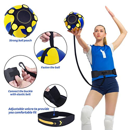 Vefungyan Volleyball Training Equipment Aid - Volleyball Solo Serving, Setting, Spiking Arm Swing Returns Practicing System and Finger Protectors for Beginners & Pro Volleyball Gift Set