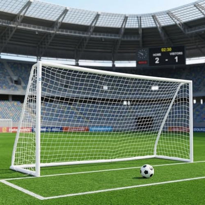 EGREE Portable Soccer Goal for Backyard - 12x6FT/8x6FT/6x4FT Heavy Duty Football Net Goals for Adults & Youth Training, Outdoor PVC Soccer Goal Post with Weatherproof UPVC Frame & Ground Stakes, White - size: 12FTX6FT