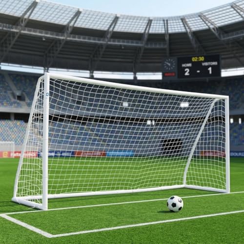 EGREE Portable Soccer Goal for Backyard - 12x6FT/8x6FT/6x4FT Heavy Duty Football Net Goals for Adults & Youth Training, Outdoor PVC Soccer Goal Post with Weatherproof UPVC Frame & Ground Stakes, White - size: 12FTX6FT