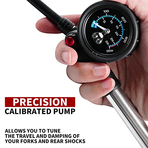 BV Mini Bike Pump Portable Frame Pump, Shock Pump for Bike Shock, Air Ball Pump Inflator with Ball Pump Needles, Mini Pump Fits Presta & Schrader- Smart Valve - style: Shock Pump/400 PSI