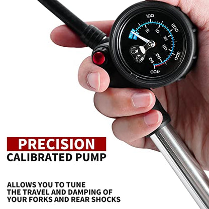 BV Mini Bike Pump Portable Frame Pump, Shock Pump for Bike Shock, Air Ball Pump Inflator with Ball Pump Needles, Mini Pump Fits Presta & Schrader- Smart Valve - style: Shock Pump/400 PSI