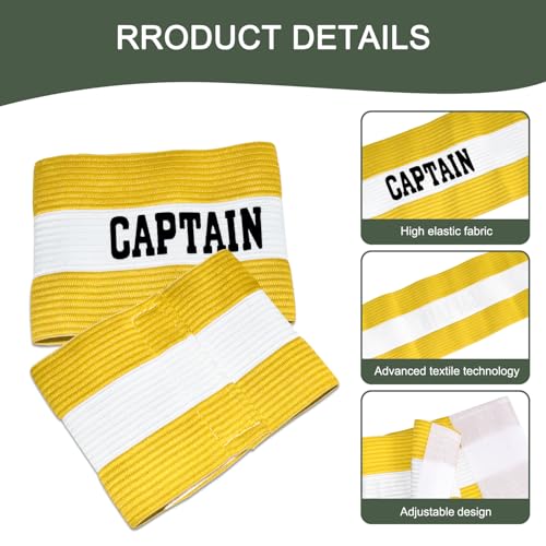 Captain Armbands for Soccer, Unisex Captain's Armband Adjustable Football Arm Bands Adults & Youths Elastic Captain Arm Band Team Sports Accessories - color: Yellow