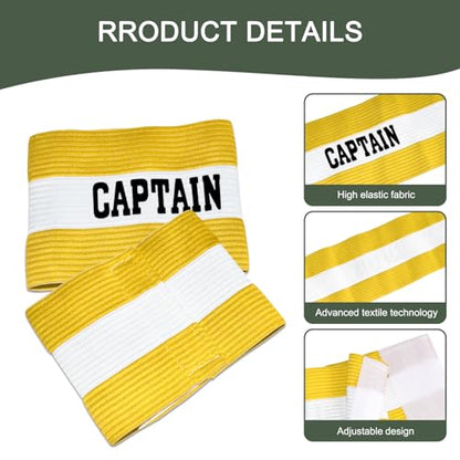 Captain Armbands for Soccer, Unisex Captain's Armband Adjustable Football Arm Bands Adults & Youths Elastic Captain Arm Band Team Sports Accessories - color: Yellow