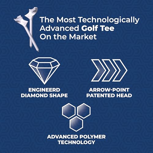 Flightpath Diamond Golf Tees – Patented Design to Reduce Spin for Long, Straight Drives – Low-Friction Long Tees, Robotically Tested for Ball Spin – USGA Approved Performance - size: 2.75", style: Pack of 8