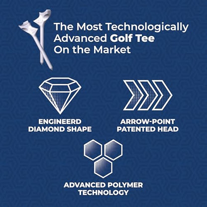 Flightpath Diamond Golf Tees – Patented Design to Reduce Spin for Long, Straight Drives – Low-Friction Long Tees, Robotically Tested for Ball Spin – USGA Approved Performance - size: 2.75", style: Pack of 8