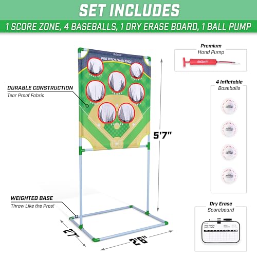 GoSports Football & Baseball Toss Games Available in Football Red Zone Challenge or Baseball Pro Pitch Challenge Choose Between Backyard Toss or Door Hang Targets - style: Baseball Toss