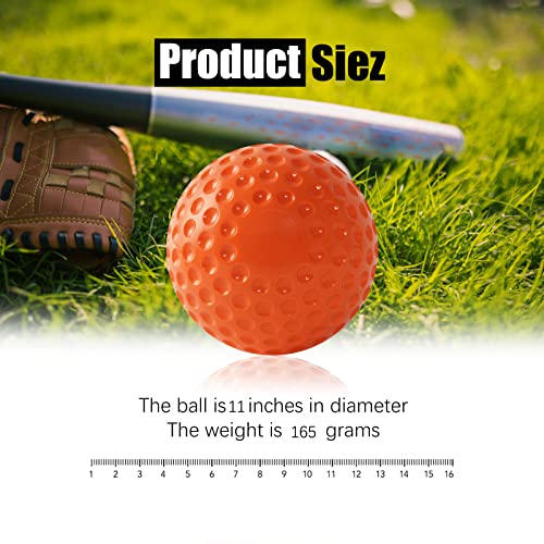 Dimpled Softballs 11 Inch Pitching Machine Softballs for Hitting and Fielding Practice12PACK （one Dozen） - color: orange