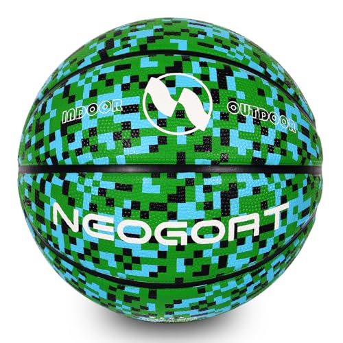 Kids Toddler Youth Size 3/4/5 Basketball 22/25.5/27.5",Durable High-Bounce Thickened Rubber Youth 25.5/27.5" Basketball Size 3/4/5 for in & Outdoor Play, for Boys & Girls Gifts(Deflated) - color: Green Mosaic-Thickened Rubber-Without Pump, size: Size 5 Ki