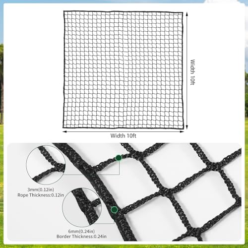 Golf Practice Net, 10Ft/15Ft/20Ft Golf Hitting Nets Heavy Duty Nylon Golf Netting for Garage Backyard - size: 10 x 10 Ft