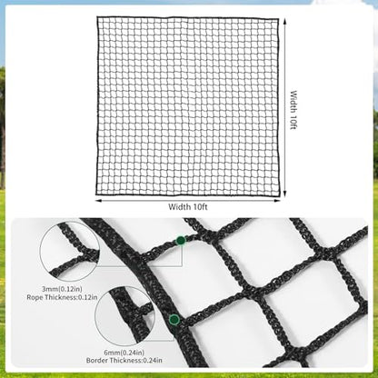 Golf Practice Net, 10Ft/15Ft/20Ft Golf Hitting Nets Heavy Duty Nylon Golf Netting for Garage Backyard - size: 10 x 10 Ft