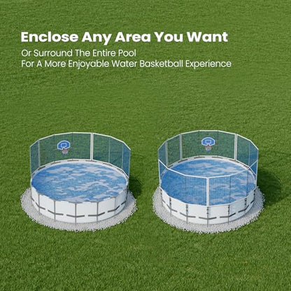 ECOPOOLTECH Pool Basketball Hoop Backstop Net – 59 x 110 Inches, 3 Section Protection Net for Round Above Ground Frame Pool only. - color: Off‑white