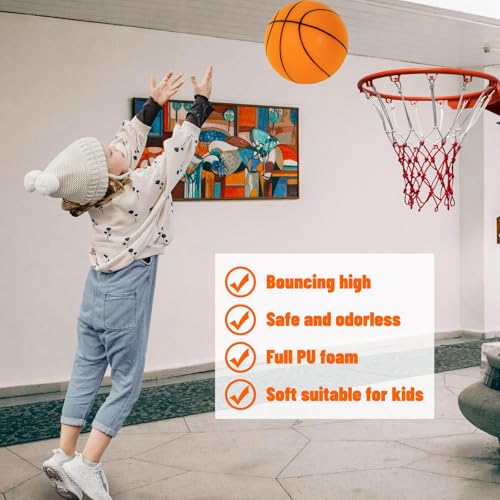 Silent Basketball for Indoor Use - Quiet Training Foam Ball, Size 7 (24cm), Noiseless Bouncing, Soft Grip - Ideal for Indoor Drills and Activities